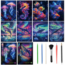 VLYX 8 Piece Scratch Art for Adults Kids Foil Art for Adults with Tool