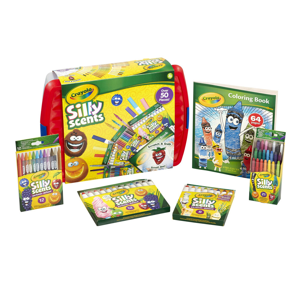 Crayola Silly Scents Colouring Tub Over 50 Scented Crayons Markers Pen