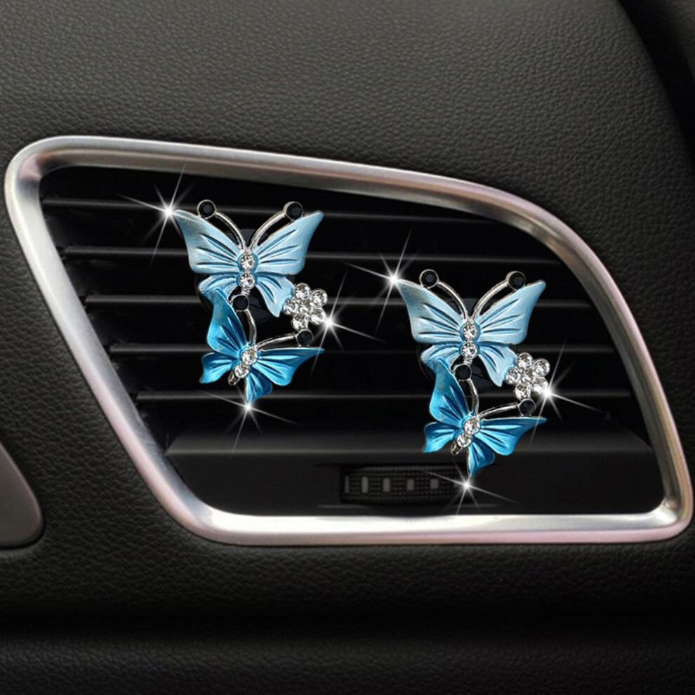 2Pcs Car Air Vent Clips Fragrance Diffuser Rhinestone Bling 5Cm Pink/Yellow/Blue 6901384003561