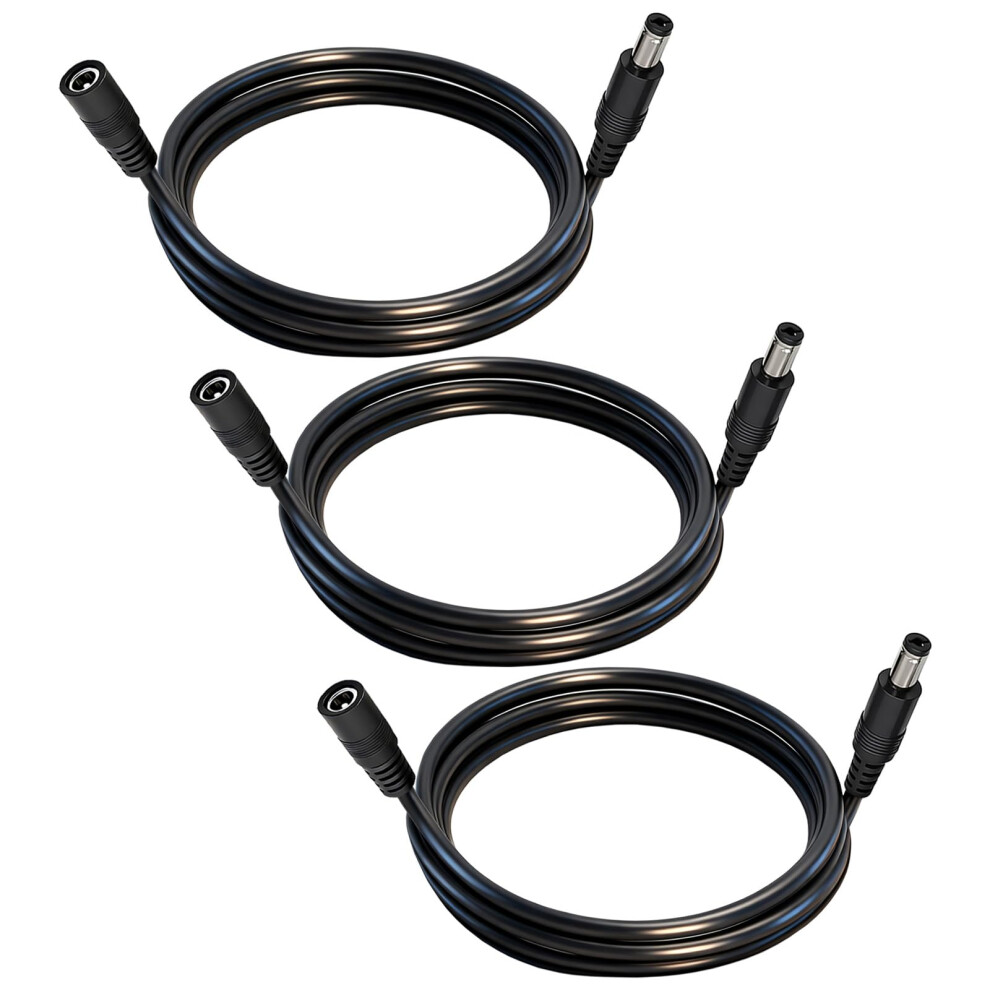 Dc Power Extension Cable 3Pack 18Awg 5.5Mm X 2.5Mm Male To Female 12V 24V For Cctv Camera Black 9169991154633