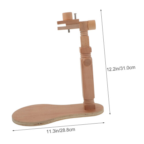 Embroidery Hoop Stand with 360 Rotation, Adjustable Cross Stitch Frame, Solid Wood Table or Floor Use 1