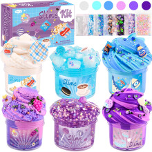 6 Pack Snacks Slime Kit for Kids-Cloud Butter Clear Slimes, Blue & Purple Snacks Slime, Soft and Non-Sticky, Party Favors, Goodie Bag Stuffers, Class