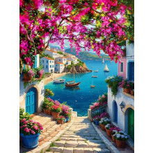 Scenery Paint by Numbers Kit for Adults,Unframed Landscape Painting by Number Kits on Canvas,Flowers and Sea Acrylic Painting Art Kits Crafts for Hom