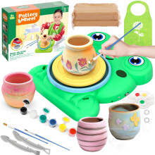 Luxfizz Pottery Wheel for Kids - Complete Pottery Painting Kit Arts and Crafts for Kids Ages 6-14 with 2 Pack Air Dry Clay Art Supplies Toys for Boys