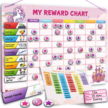 LIKARTO Magnetic Reward Chart for Children, 280 Magnets, Pink