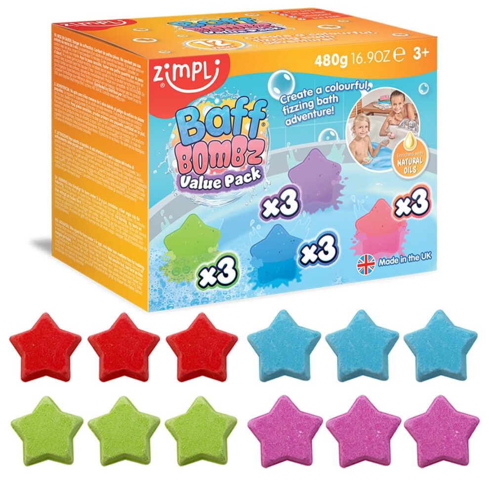 12 X Star Baff Bombz Create A Colourful Fizzing Bathtime Advent Zimpli