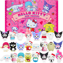 Hello Kitty Sanrio 3D Figurines Set 24 Pcs, Kuromi Cinnamoroll My Melody Collectible Miniature Action Figure, Desk & Table Decorations