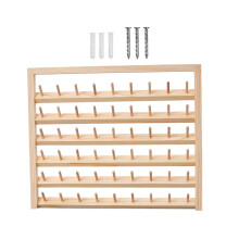 Wooden Thread Rack for 54 Spools Sewing Thread Organizer with Foldable Hooks SpaceSaving Design