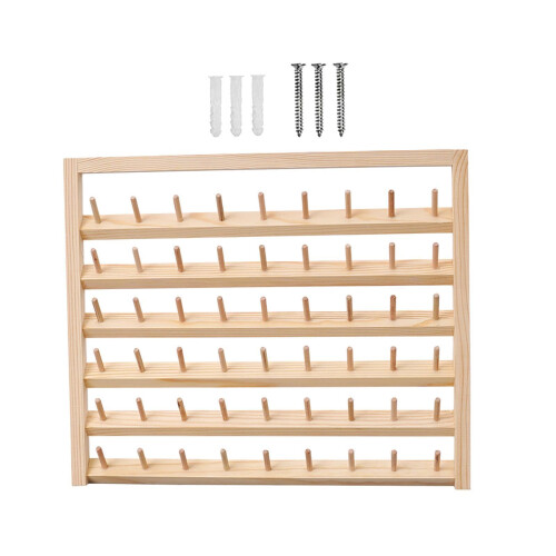 Wooden Thread Rack for 54 Spools Sewing Thread Organizer Wall Mounted Foldable Holder