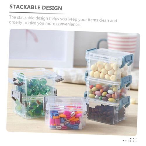 Stackable Storage Box Set 2pcs Clear Plastic Organizer with Lids for Jewelry Crafts and Desk 1
