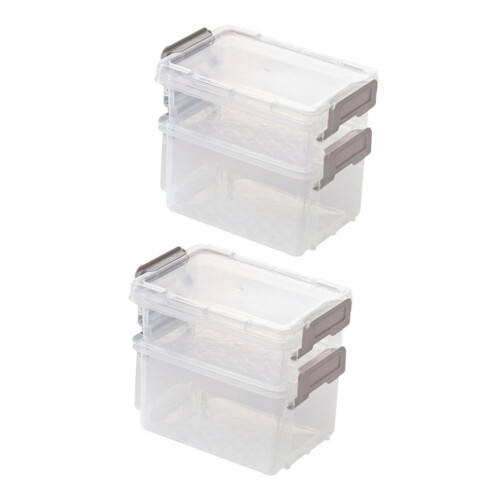 Stackable Storage Box Set 2pcs Clear Plastic Organizer with Lids for Jewelry Crafts and Desk