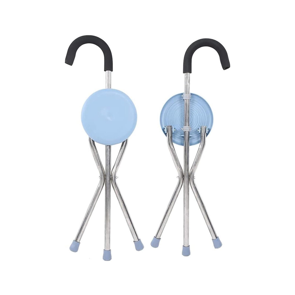 Folding Cane with Seat for Elderly, AntiSlip Walking Stick Chair, 100kg Capacity, Ergonomic Handle
