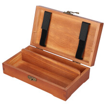 Wooden Pencil Box with Removable Partition, Vintage Solid Wood Stationery Organizer for Sketch Kit