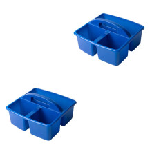 Plastic Storage Organizer with Handle, MultiCompartment Blue Art Supply Caddy for Classroom Crafts
