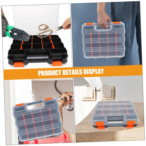 Plastic Tool Organizer Box with Transparent Lid, 15Compartment DoubleSided Storage for Electronics and Crafts 1