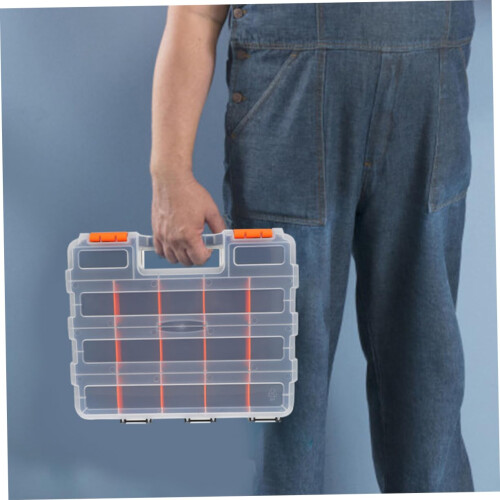 Plastic Tool Organizer Box with Transparent Lid, 15Compartment DoubleSided Storage for Electronics and Crafts 2