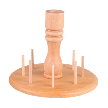 Sewing Thread Rack Wooden Spool Holder Organizer for 8 Threads Beige Tabletop Storage
