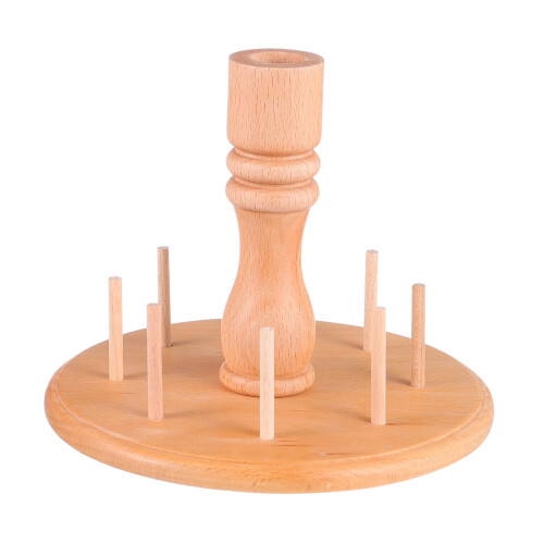 Sewing Thread Rack Wooden Spool Holder Organizer for 8 Threads Beige Tabletop Storage