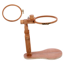 Adjustable Embroidery Stand with 360 Rotation Beech Wood Cross Stitch Frame for Table or Lap
