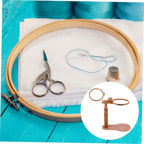 Adjustable Embroidery Stand with 360 Rotation Beech Wood Cross Stitch Frame for Table or Lap 2