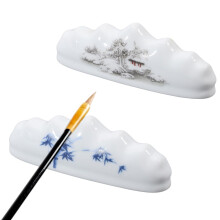 Porcelain Brush Holder Set with Traditional Ink Pattern for Chinese Painting and Calligraphy