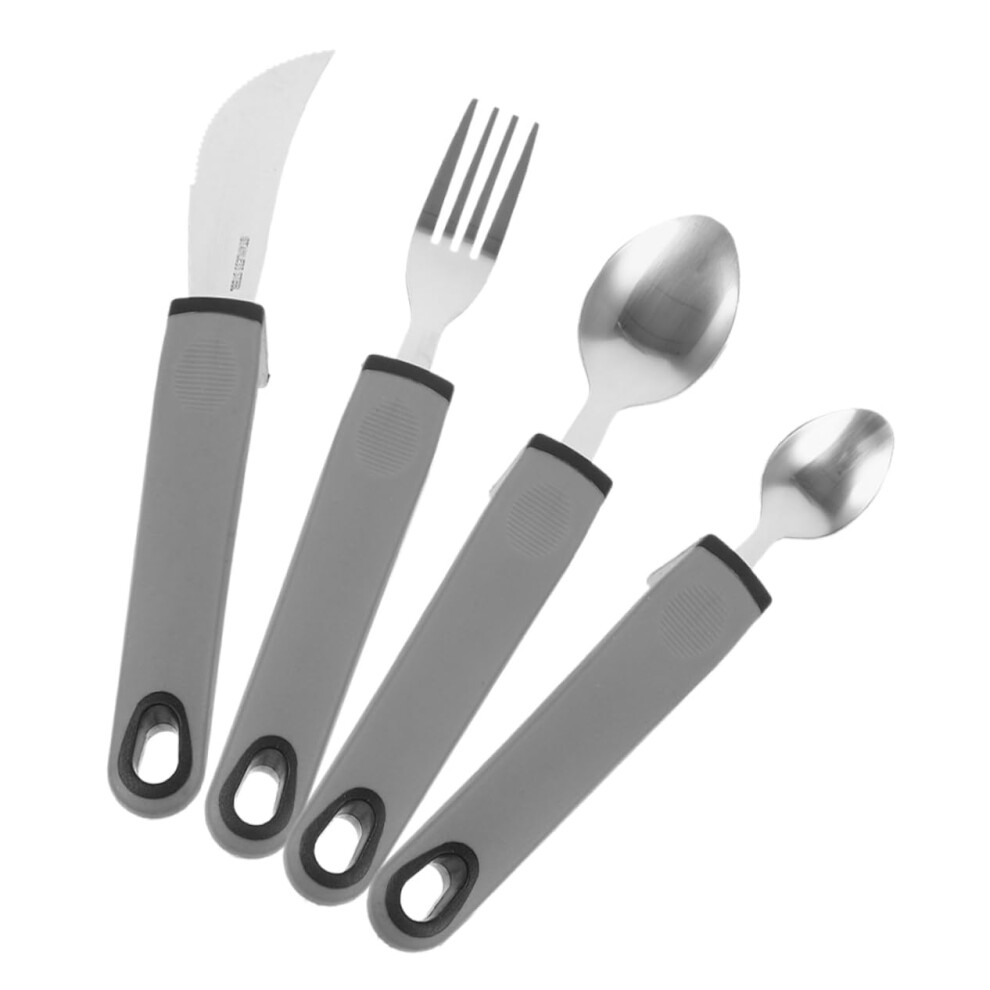 Adaptive Eating Utensils Set with Ergonomic Antiskid Grip for Elderly and Disabled Adults