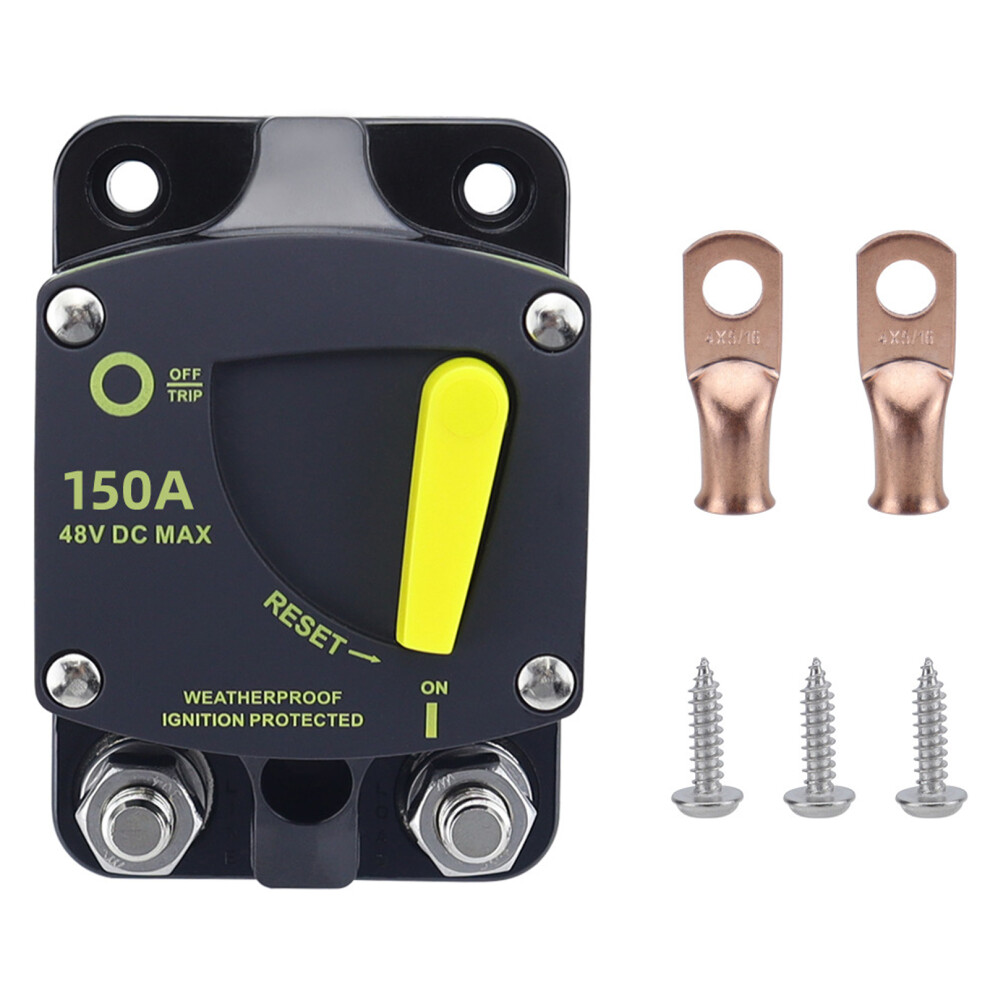 150A Marine Circuit Breaker 12V-48V Waterproof, 3.46X2.28x1.77 Inch 6921384006119