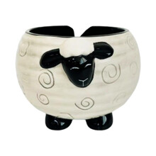 Ceramic Yarn Bowl with Sheep Design for Knitting and Crochet, Handcrafted Tangle Holder