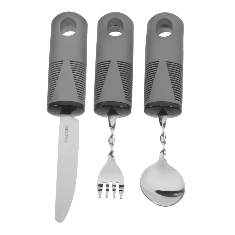 Adaptive Utensils Weighted Spoon and Fork Set for Elderly with Ergonomic Nonslip Handle Stainless Steel