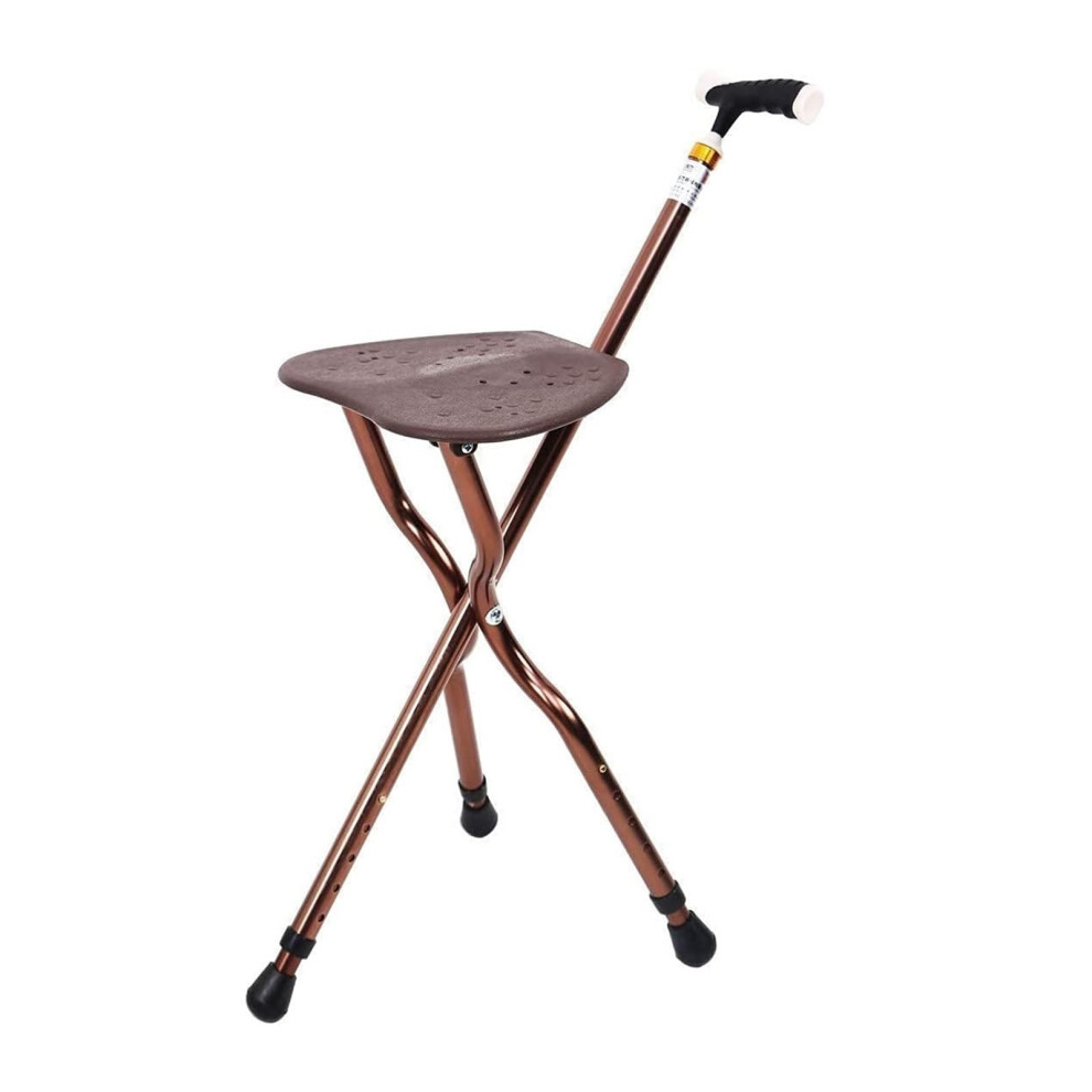 Folding Walking Cane Seat with Ergonomic Grip, Lightweight Tripod Cane Stool for Seniors and Travel