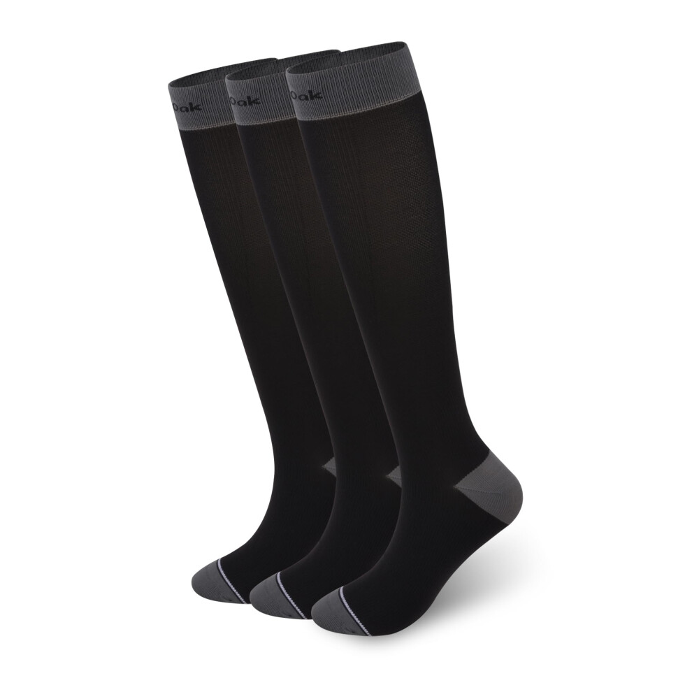 Black Graduated Compression Socks 1520 Mmhg Knee For Men And Women Running Travel Cycling 3 Pairs