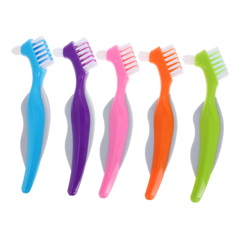 Dual Head Travel Toothbrush for Dentures with Soft Bristles, Compact Design for Elderly Care