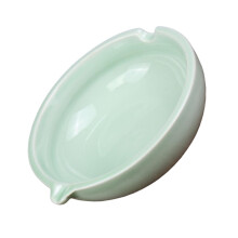 Calligraphy Ink Dish with Ceramic Brush Rest, Plum Green Plate for Chinese Painting and Artists