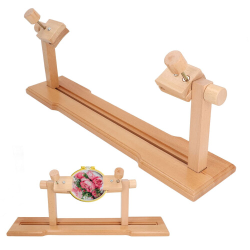 Adjustable Beech Wood Embroidery Hoop Stand with Pattern Holder for Cross Stitch and Needlework 1