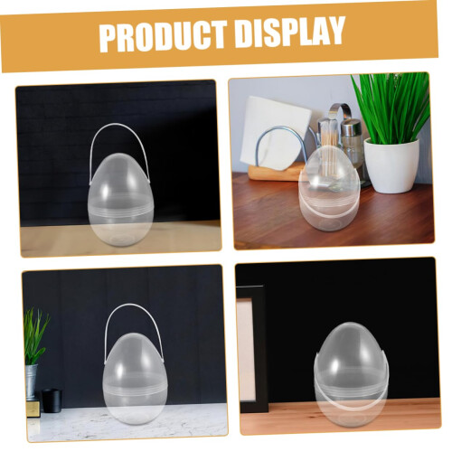2Pcs Clear Plastic Storage Container with Handle for Eggs Claw Machines Stationery Decor 2