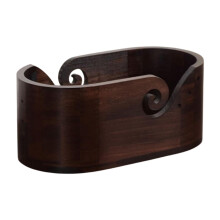 Wooden Yarn Bowl Holder for Knitting and Crochet with Double Holes and Tangle Dual Feeds