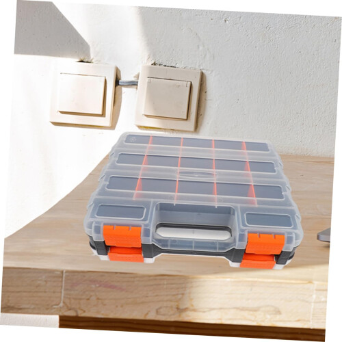 Double Sided Tool Organizer Box for Small Parts Storage Case with Durable Plastic Compartments 2