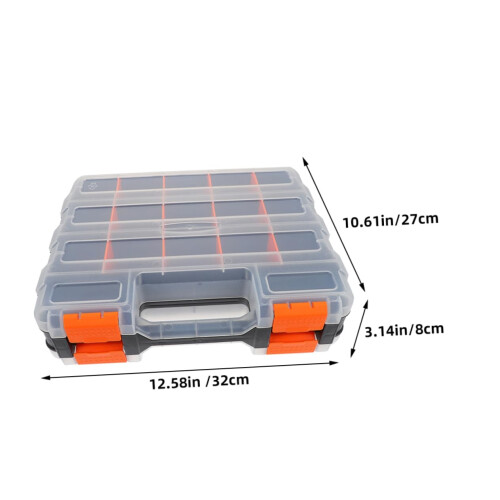 Double Sided Tool Organizer Box for Small Parts Storage Case with Durable Plastic Compartments 1