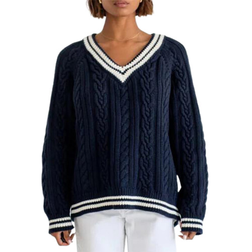 (XL, Navy Blue) Pull torsadé ample et l'hiver.
