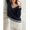 (XL, Navy Blue) Pull torsadé ample et l'hiver. 6
