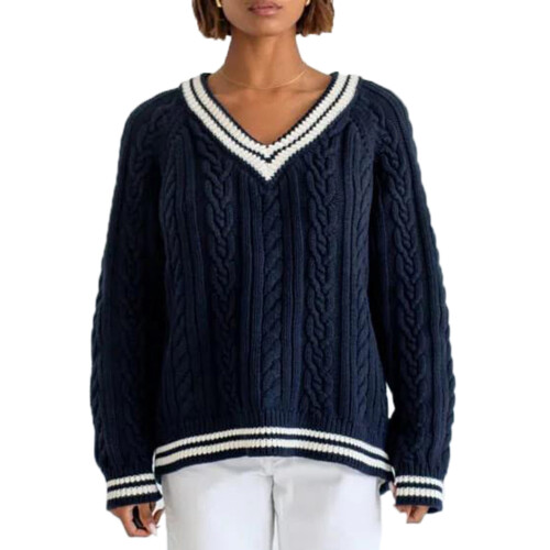 (L, Navy Blue) Pull torsadé ample et l'hiver.