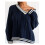 (XL, Navy Blue) Pull torsadé ample et l'hiver. 11