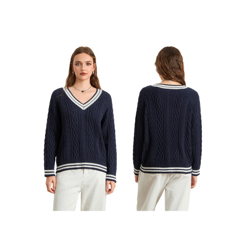 (L, Navy Blue) Pull torsadé ample et l'hiver. 2