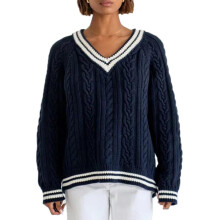 (S, Navy Blue) Pull torsadé ample et l'hiver.