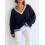 (L, Navy Blue) Pull torsadé ample et l'hiver. 11