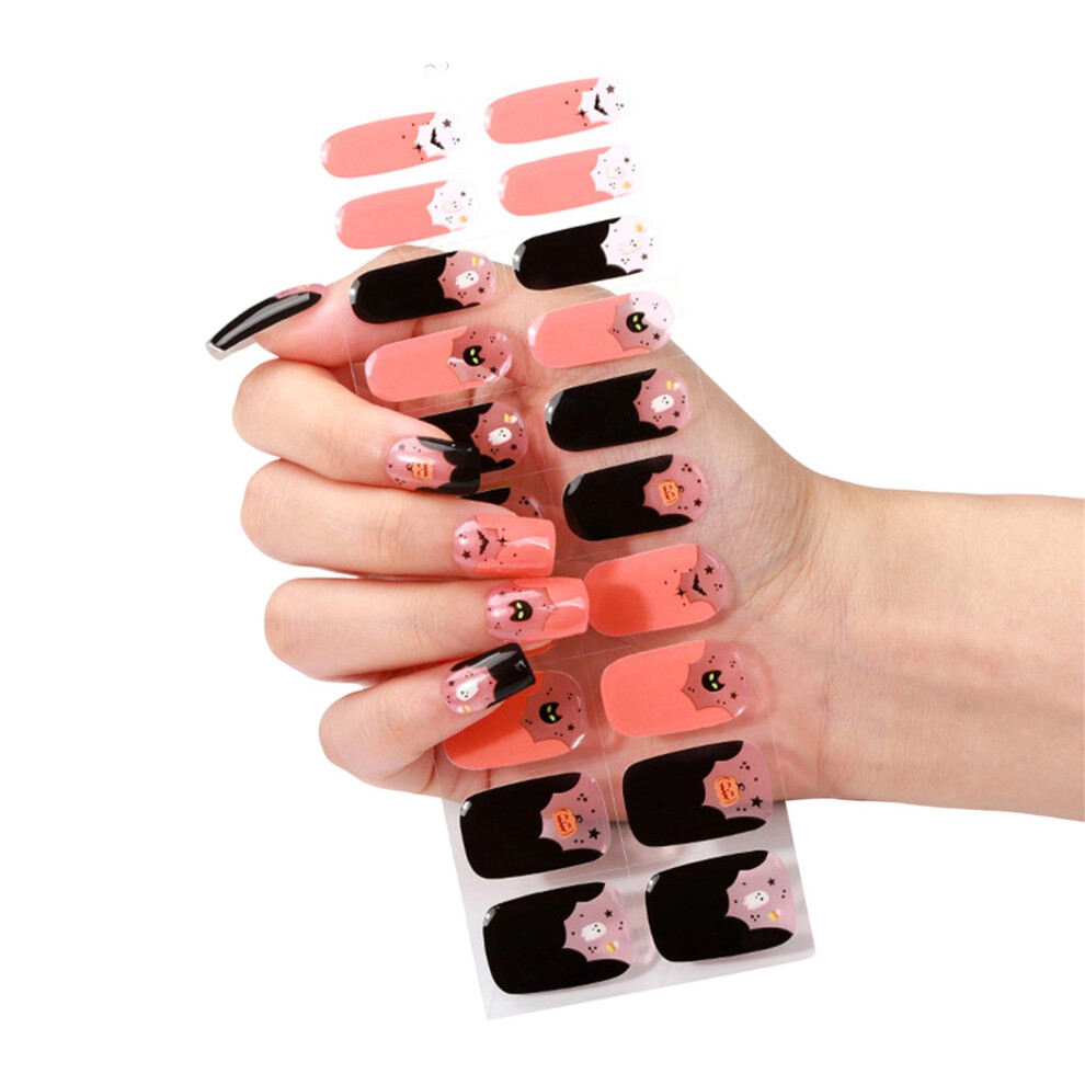 Orange (20Pcs, ) Halloween Nail Stickers, Spooky Spider Web Manicure Stickers Nail Decals For Nail Diy Supplies