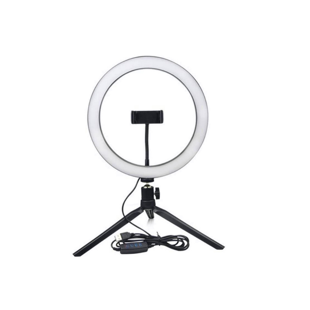 Black/Light (26Cm, ) Usb Dimmable Ring Selfie Filled 3 Modes 11 Brightness Levels With Phone Holder Tripod, Makeup Lamp