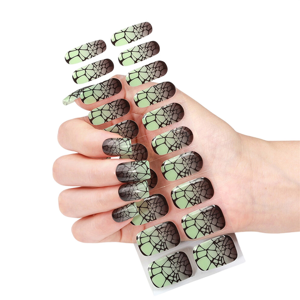 Green (20Pcs, ) Halloween Nail Stickers, Spooky Spider Web Manicure Stickers Nail Decals For Nail Diy Supplies