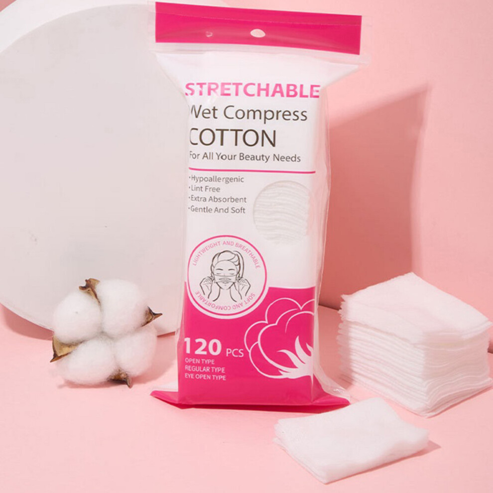 (120 Pcs, Pink) 120 Pcs Makeup Cotton Pads Versatile Round Stretchable Facial Cotton for Makeup Removal Skincare Daily Cleansing