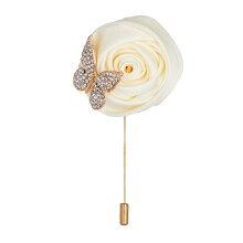 (One Size, White) Men Suit Elegant Flower Brooch for Wedding Party Fashion Accessory Rose Lapel Pin for Formal Occasions